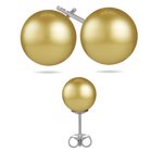 9-9.5 mm Golden South Sea Pearl (AAA) Earrings in 14K White Gold