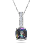 0.08 Cts Diamond & 2.12 Cts Mystic Topaz Pendant in 14K White Gold