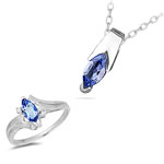 0.02 Ct Diamond & 0.98 Cts Tanzanite Set in 14K White Gold