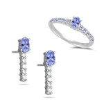 0.43 Ct Diamond &  0.86 Cts Tanzanite Set in 14K White Gold