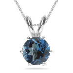 1.14 Cts London Blue Topaz Solitaire Pendant in 14K White Gold