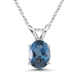 0.75-1.13 Cts London Blue Topaz Solitaire Pendant in 14K White Gold