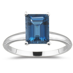 3.24 Cts London Blue Topaz Solitaire Ring in Platinum