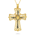 Filigree Cross Pendant in 14K Yellow Gold