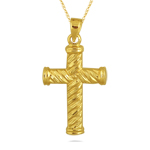 Twisted Cross Pendant in 14K Yellow Gold