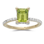 0.50 Cts Diamond & 1.60 Cts Emerald Peridot Ring in 14K Yellow Gold