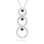 Sapphire Pendant - 0.80 Ct Diamond & Blue Sapphire Trio-Circle Pendant