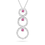 Sapphire Pendant - 0.80 Ct Diamond & Pink Sapphire Trio-Circle Pendant