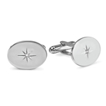 Diamond Accent Cufflinks in Stainless Steel with 23K Gold & Rhodium Electroplate