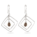 Smokey Quartz Briolette Earrings in Sterling Silver