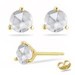 1.50 Cts SI2 quality Round Rose Cut Diamond Stud Earrings in 18K Yellow Gold