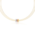 Adjustable Cable Necklace in 14K Three Tone Gold