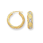 Gold Matching Hoop Earrings in 14K Two Tone Gold