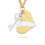 Gold Heart-Key Pendant in 14K Two Tone Gold