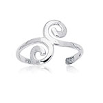 Swirl Gold Toe Ring in 14K White Gold