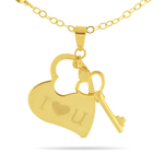 Gold Heart-Key Pendant in 14K Yellow Gold